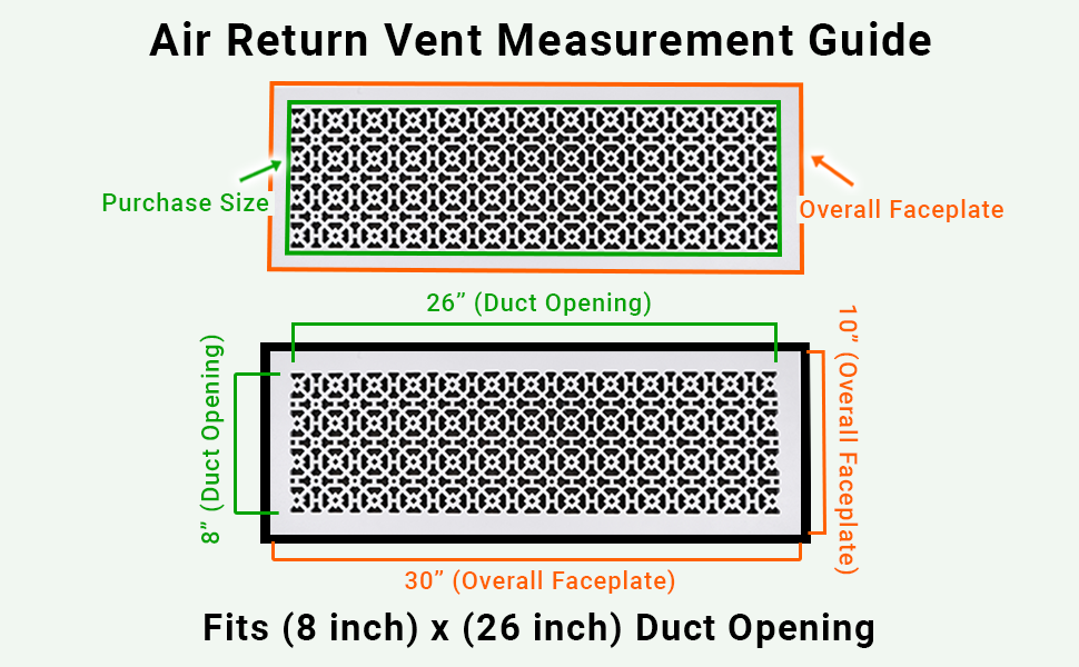 Achtek 8"x26" Heavy Cast Aluminum AIR RETURN | Powder Coated