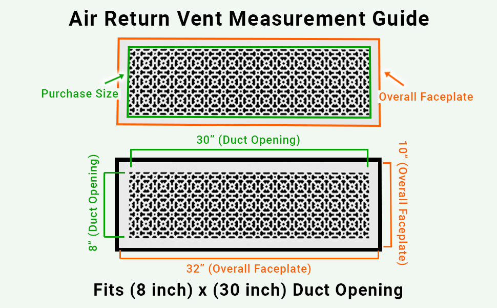 Achtek 8"x30" Heavy Cast Aluminum AIR RETURN | Powder Coated