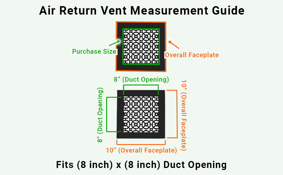 Achtek 8"x8" Heavy Cast Aluminum AIR RETURN | Powder Coated