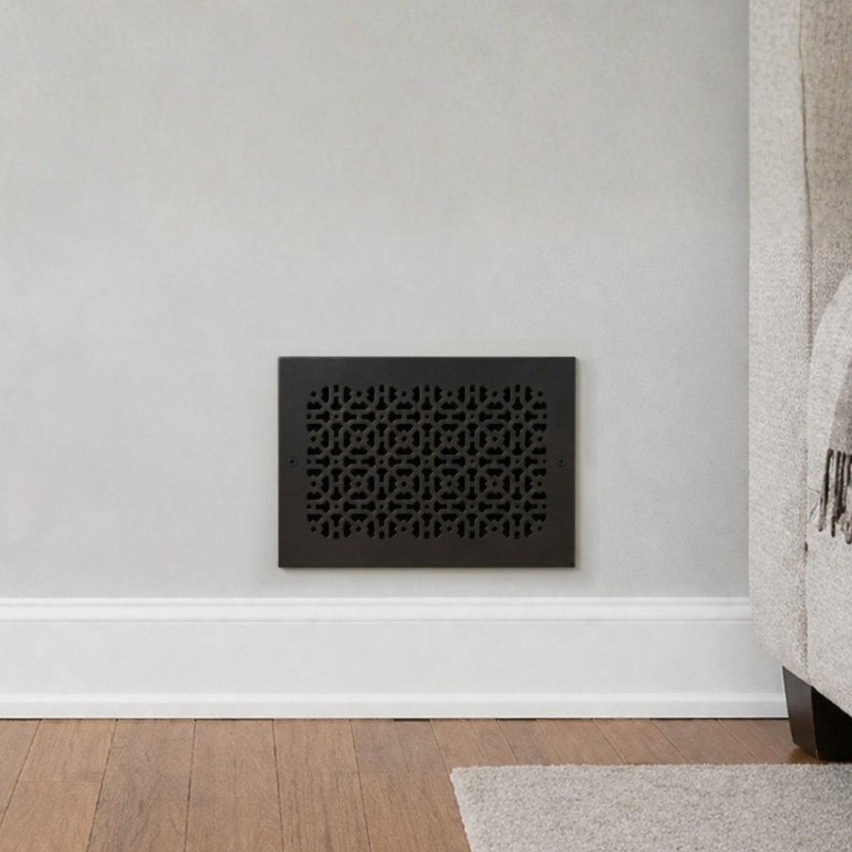 Achtek 8x12 heavy duty cast aluminum air return vent cover with for wall mounting, provided with matching #10 screws