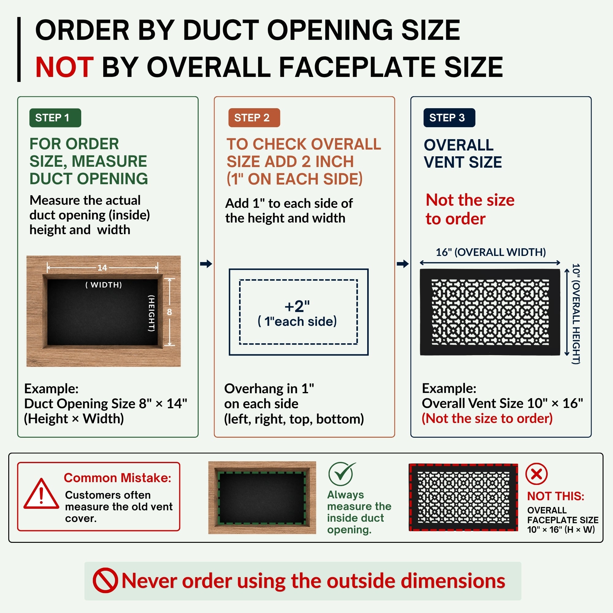 Achtek 8"x14" Heavy Cast Aluminum AIR RETURN | Powder Coated
