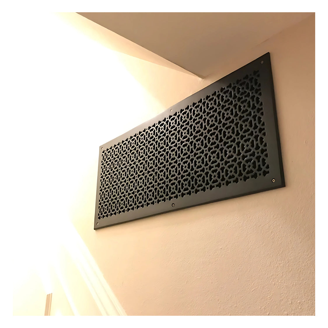 Achtek 10x30 solid cast metal air vent for wall mounting with geometric design, beveled edge and countersunk screw holes