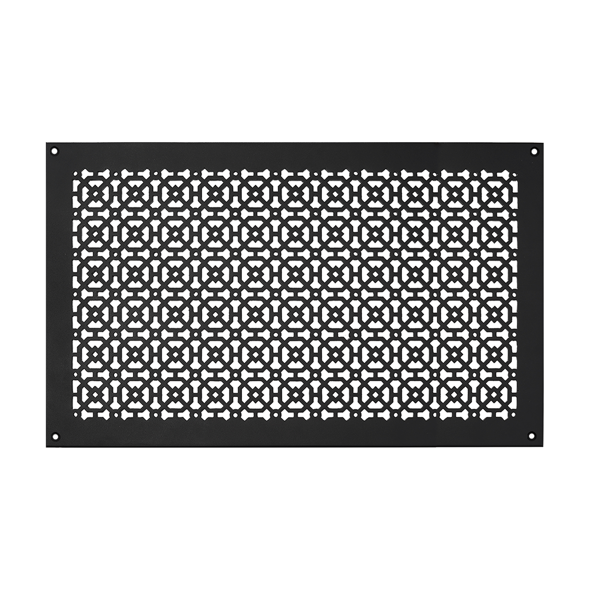 Achtek 14x24 black air return vent with geometric pattern, beveled edge for wall, countersunk screw holes