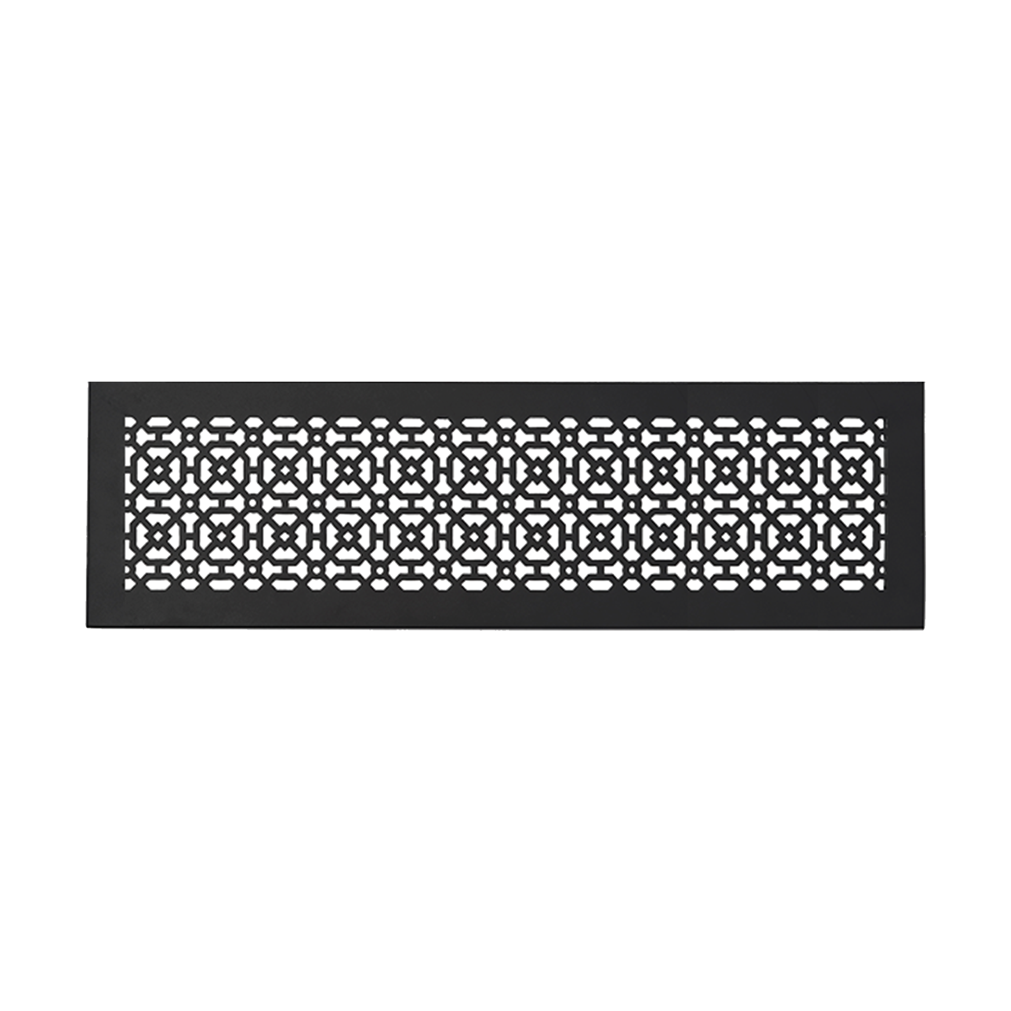 Achtek 6x26 HVAC black air return vent cover with black finish and geometric lattice pattern, gravity drop installations
