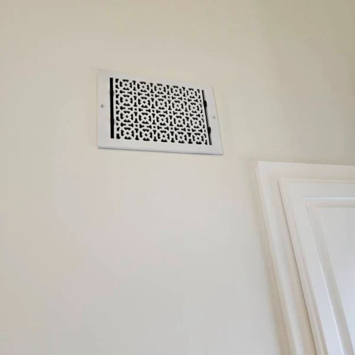Achtek 8x12 handcrafted air supply louvered vent with white finish, patent design, provided with color matching screws