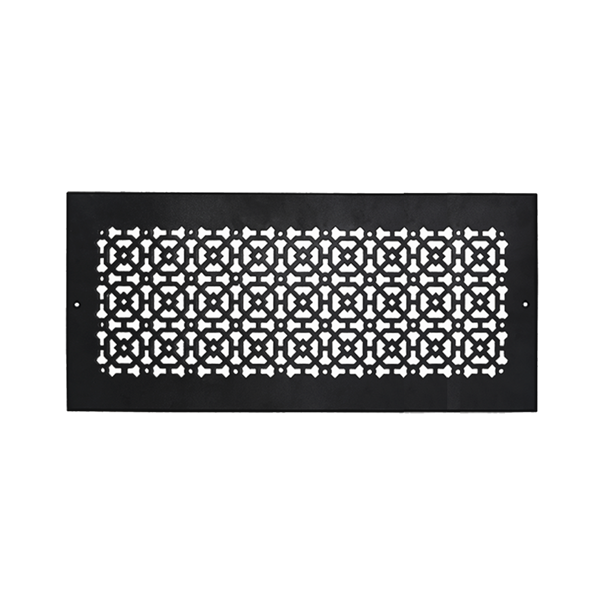 8x20 Achtek powder coated black air return vent cover for wall mounting, beveled edge, provided with matching #10 screws