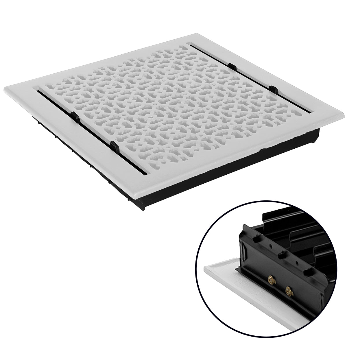 Achtek 12"x12" Solid Cast Aluminum Air Supply louvered Vent | Powder Coated