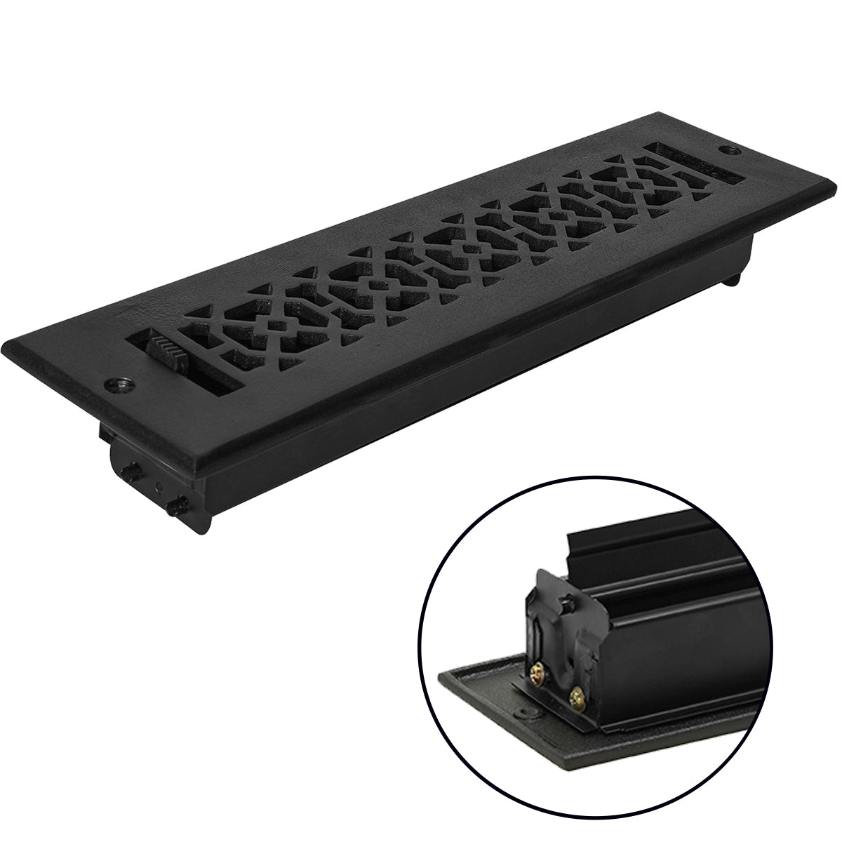 Achtek 2"x12" Solid Cast Aluminum Air Supply louvered Vent | Powder Coated