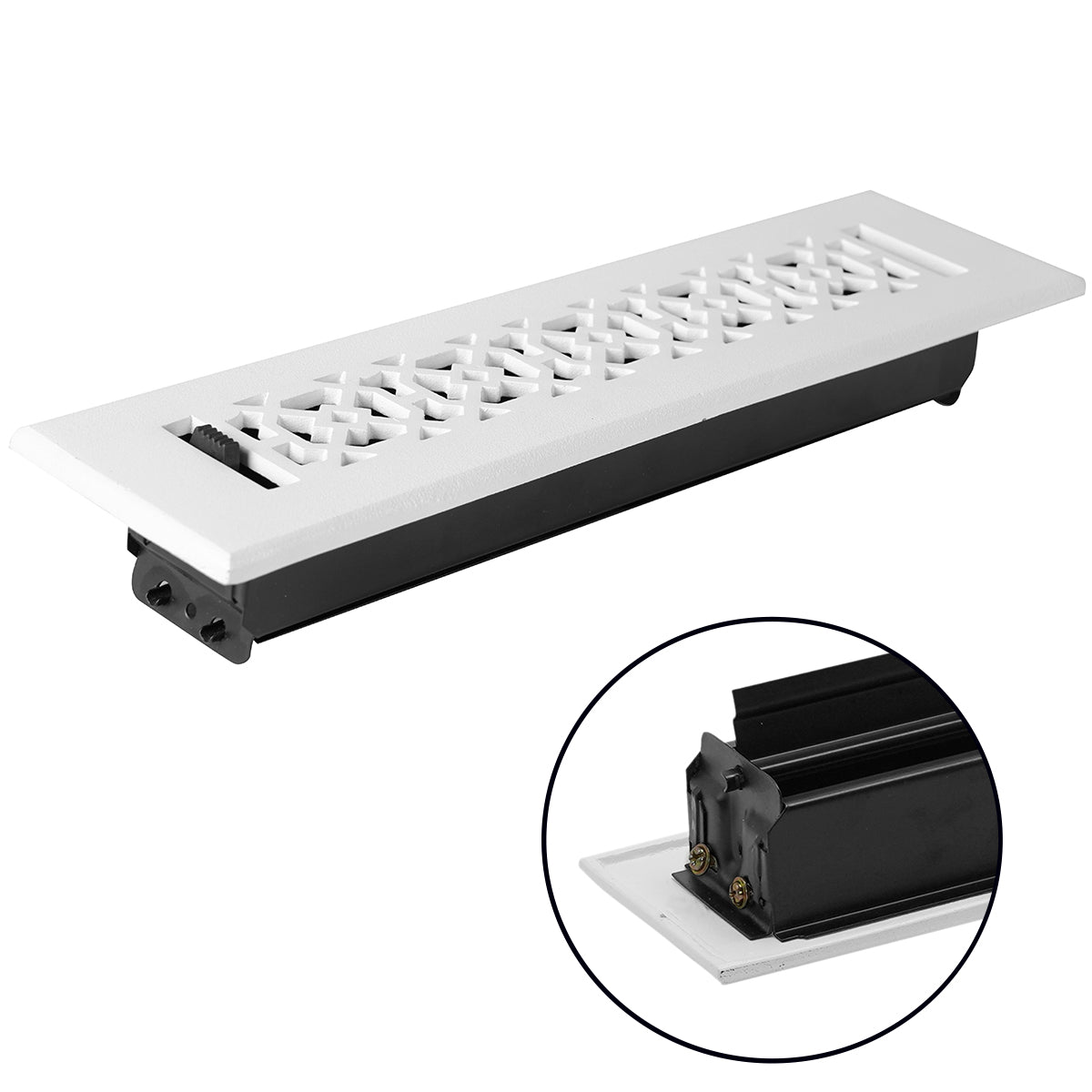 Achtek 2"x12" Solid Cast Aluminum Air Supply louvered Vent | Powder Coated