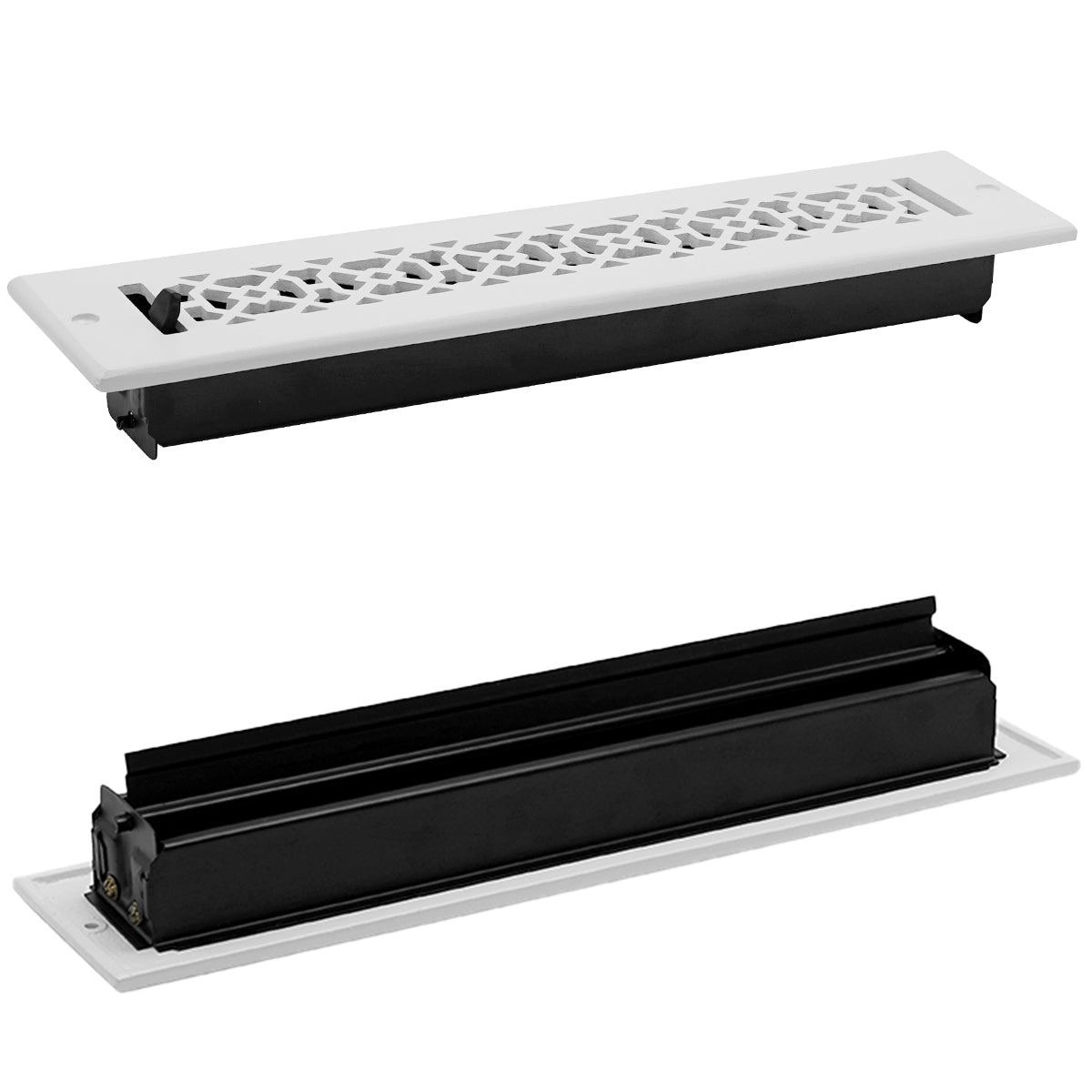 Achtek 2"x14" Solid Cast Aluminum Air Supply louvered Vent | Powder Coated