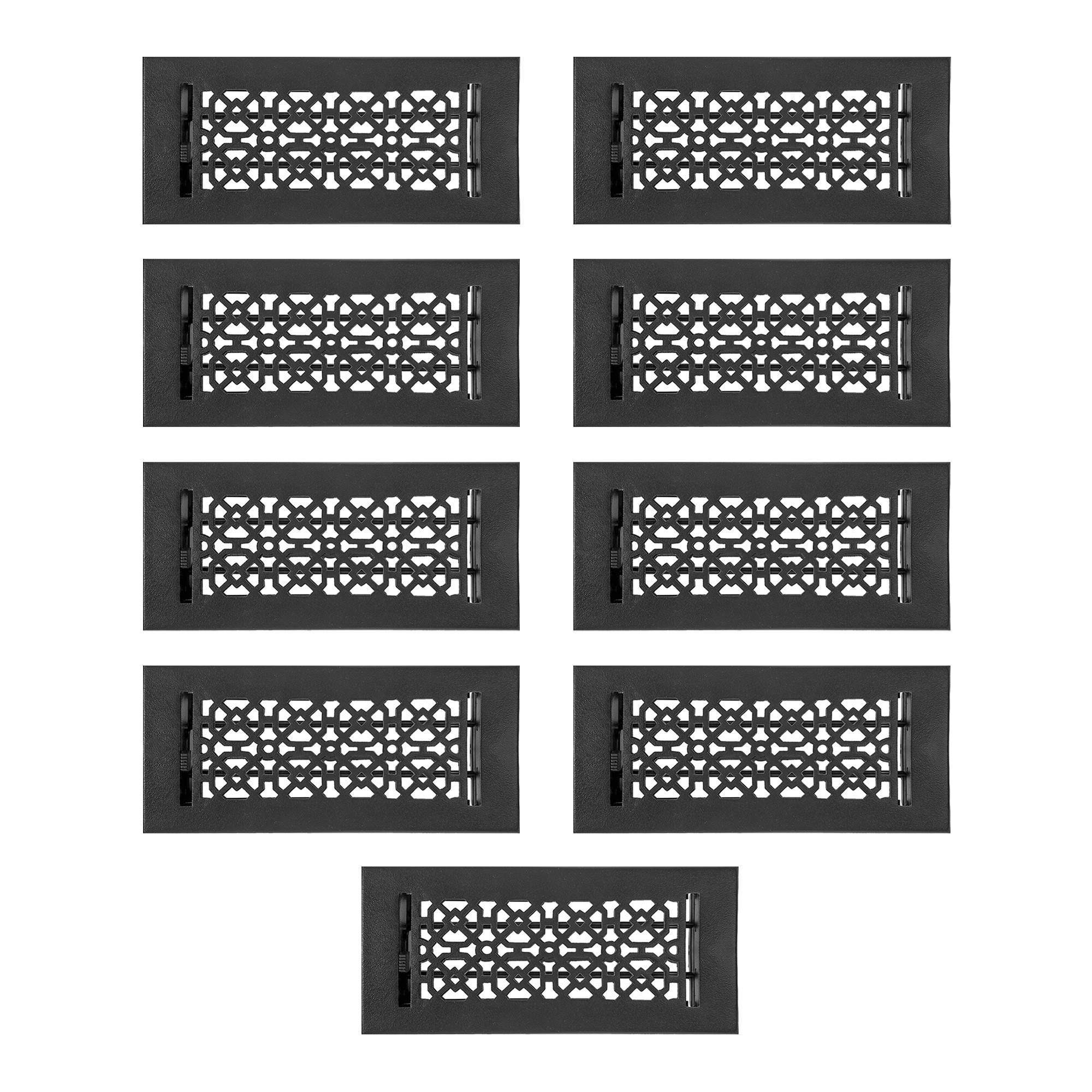 PACK of 9 ACHTEK 4"x10" Walkable FLOOR Solid Cast Aluminum Air Supply louvered Powder Coated