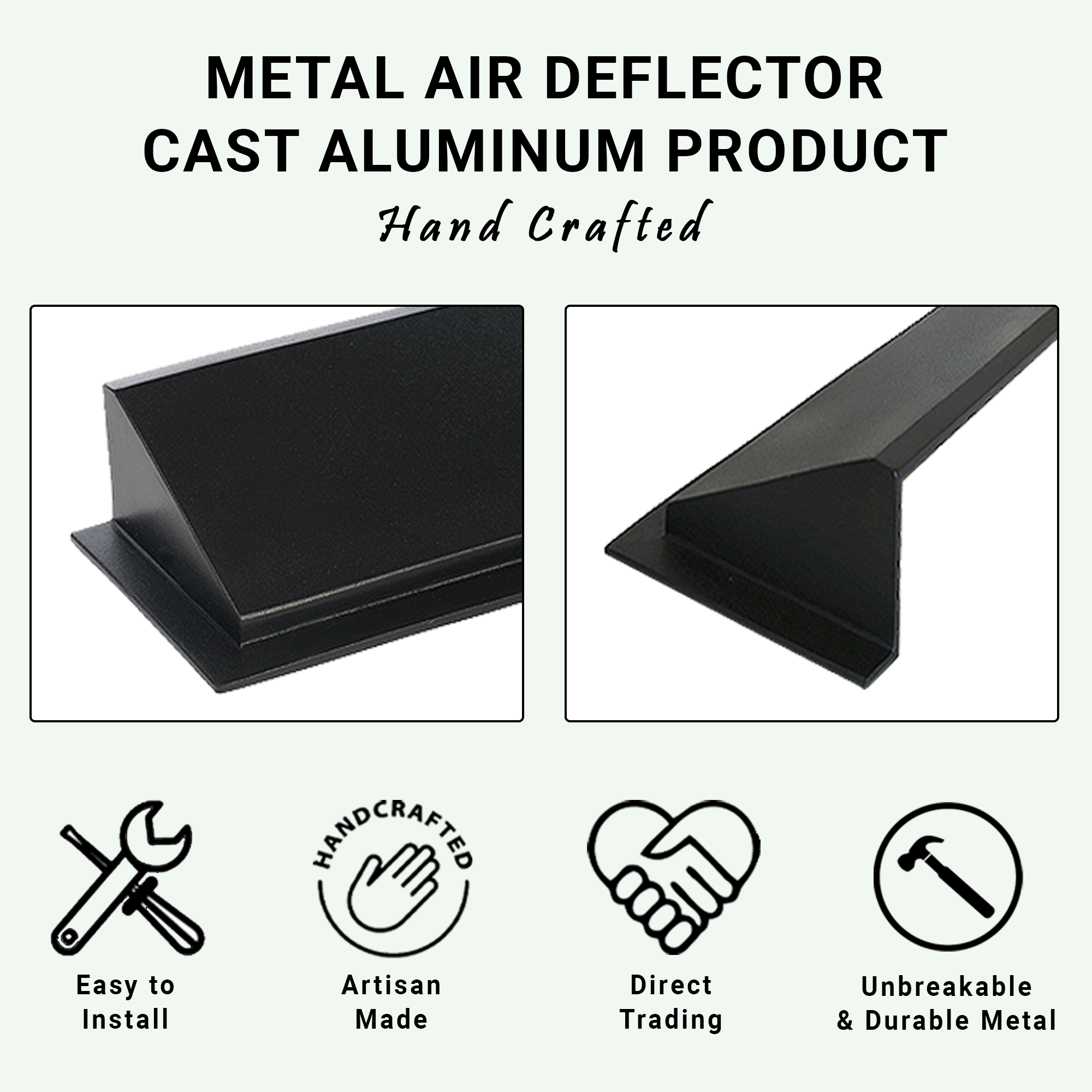 Solid Metal Deflector 6"x14" Unbreakable Cast Aluminum | Air & Heat Diverter