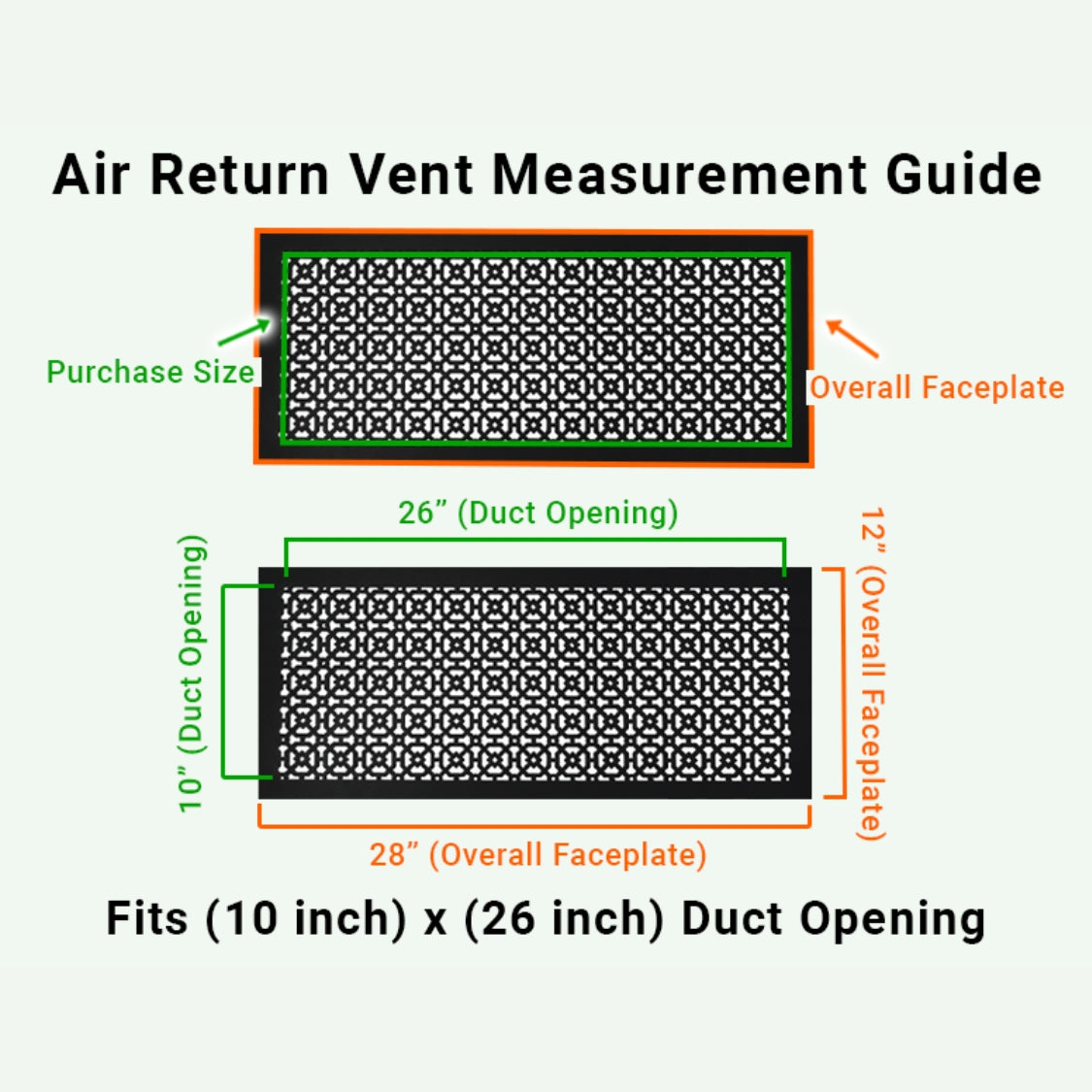 Achtek 10"x26" Heavy Cast Aluminum AIR RETURN | Powder Coated