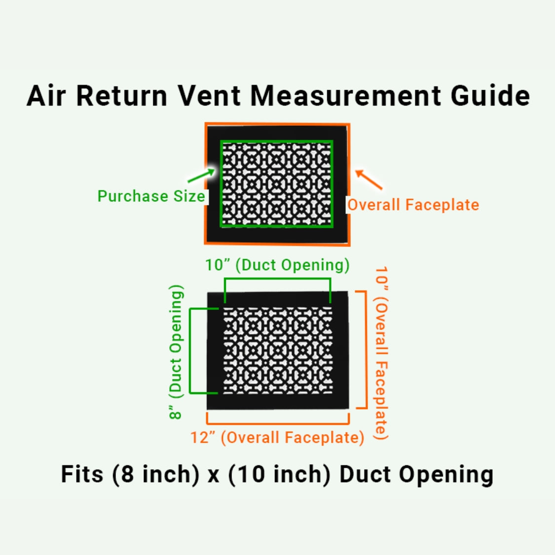 Achtek 8"x10" Aluminium moulé lourd RETOUR D'AIR | Revêtement en poudre