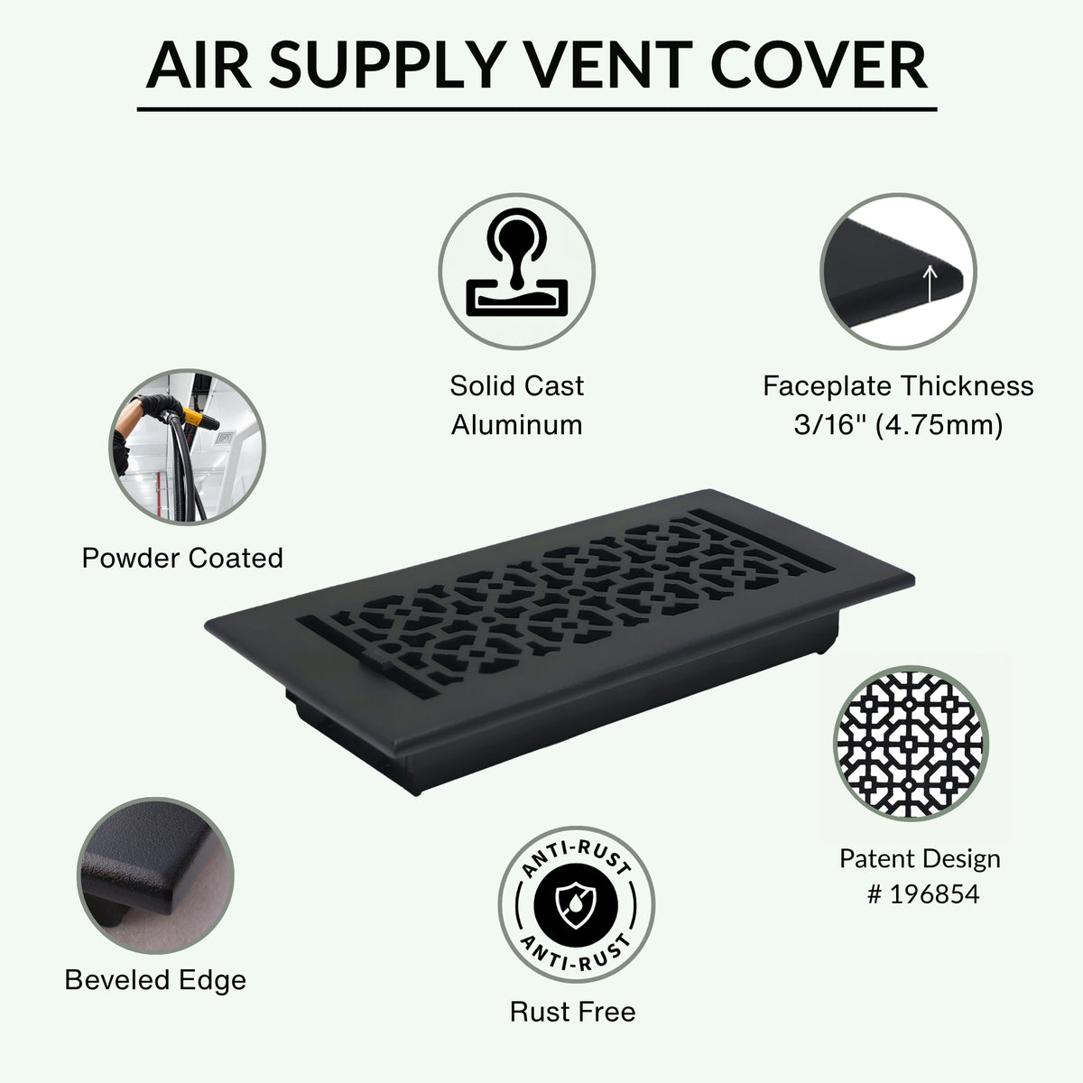 Achtek 12"x12" Solid Cast Metal Vent Cover