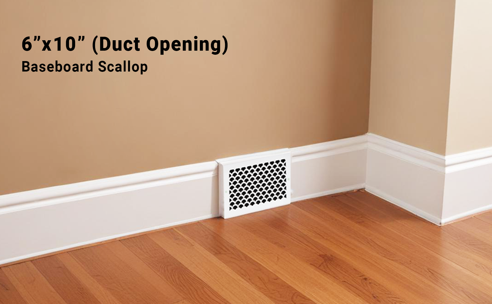 Scallop BASEBOARD 6"x10" Duct opening Solid Cast Aluminum Grill Vent Cover | Powder Coated