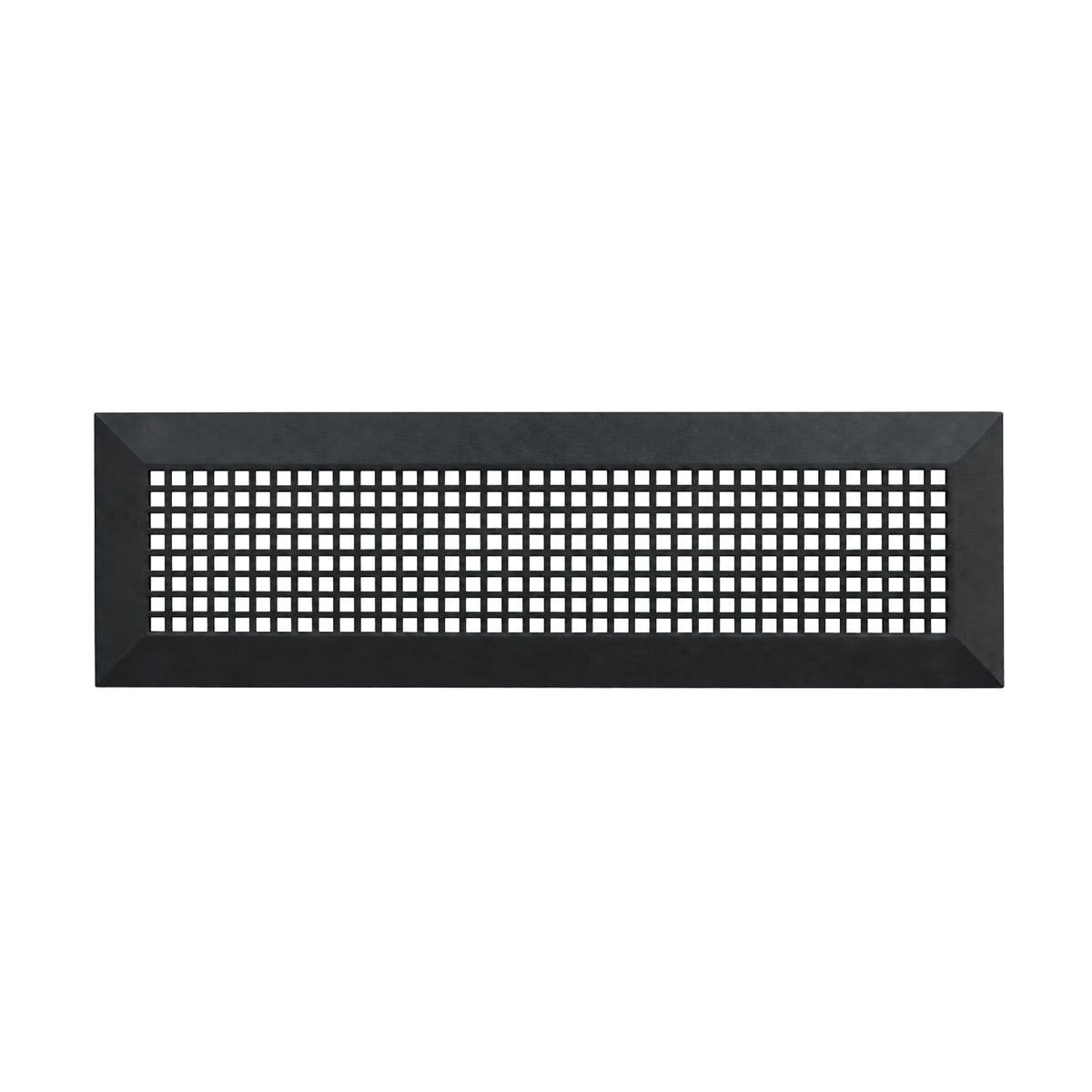 Black 6x24 air return vent cover with square grid pattern, cast aluminum and powder coated