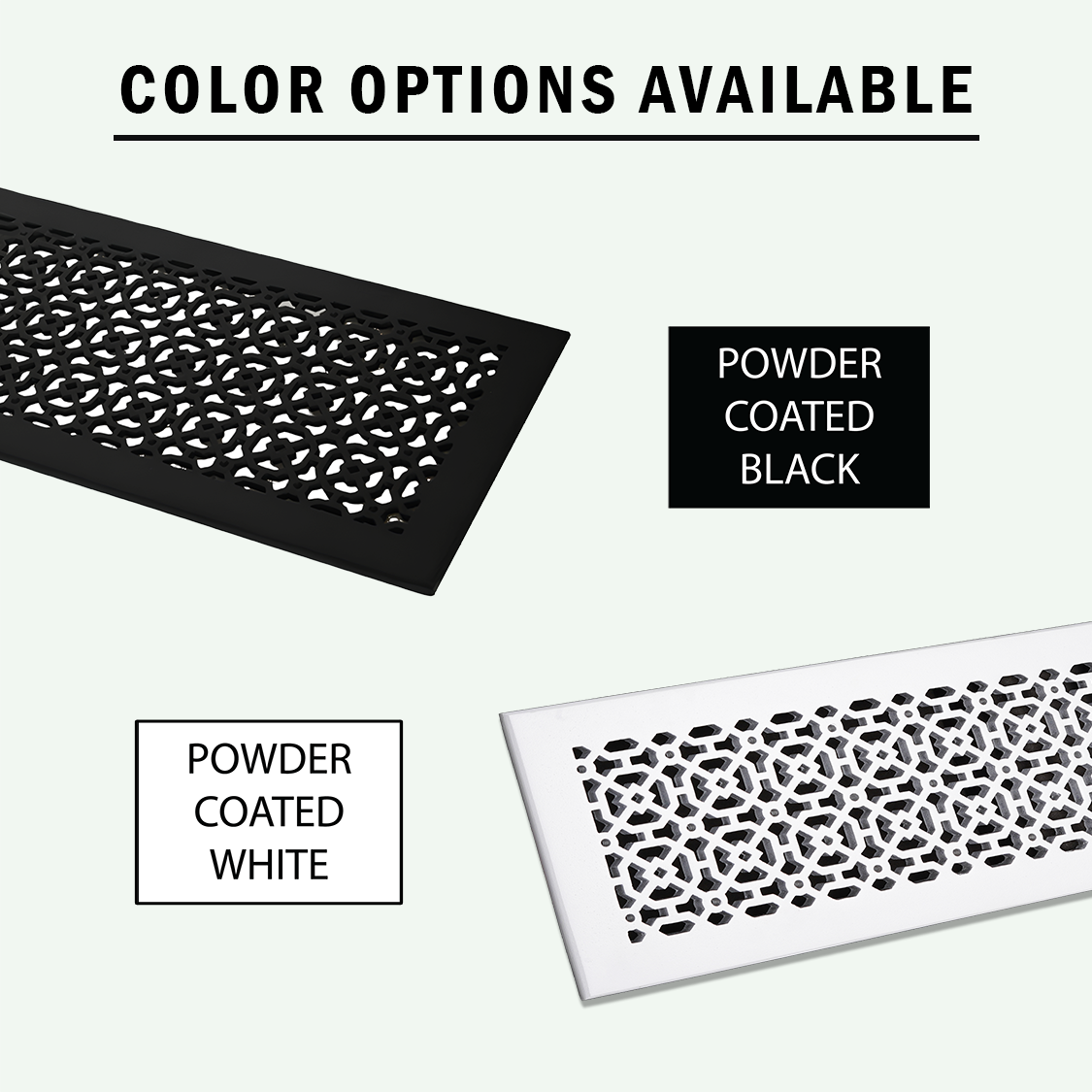 Color Options Available for Achtek Air Return - Powder coated black and Powder coated white