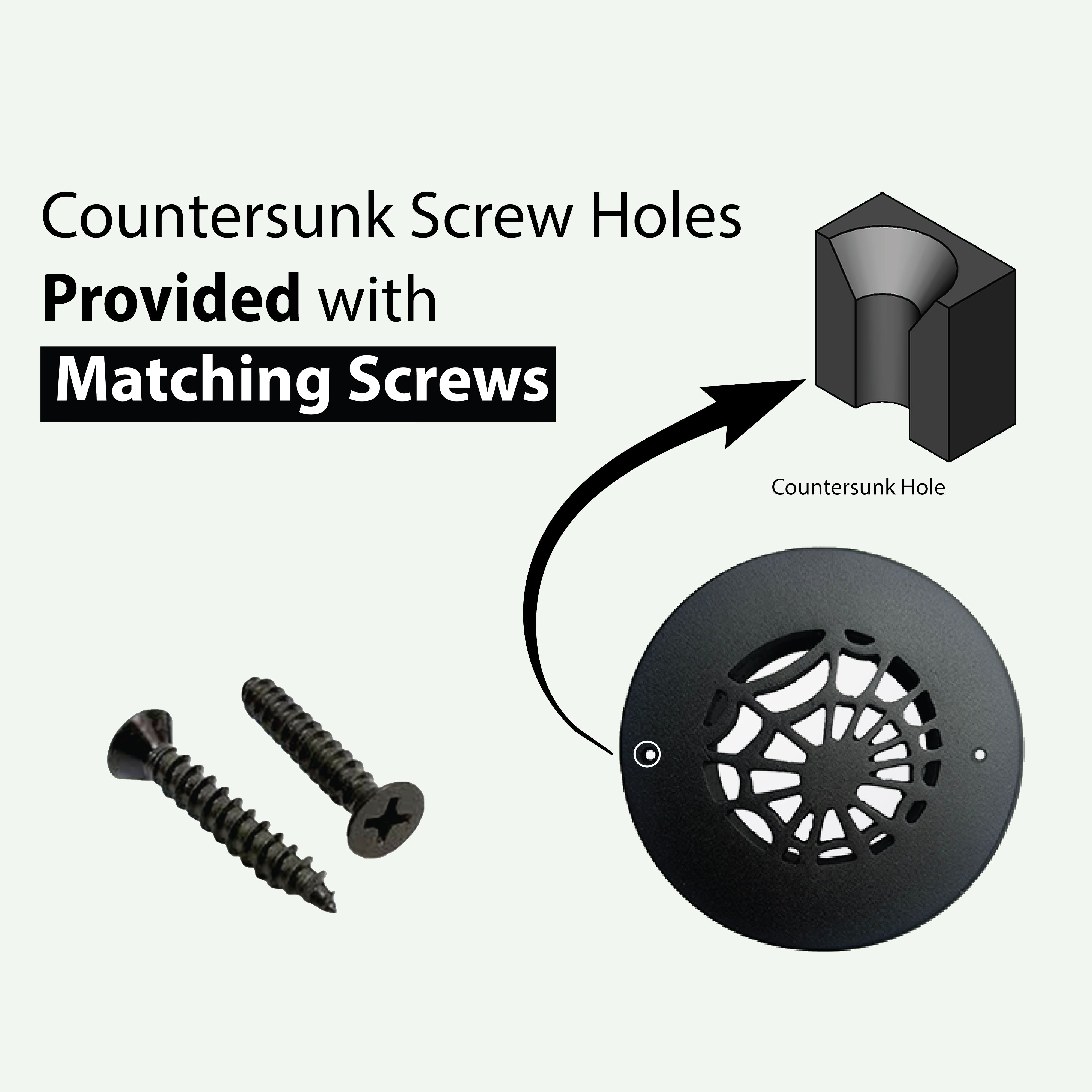 Grille ronde en aluminium moulé massif Spooky Gothic de 6 po | Revêtement en poudre