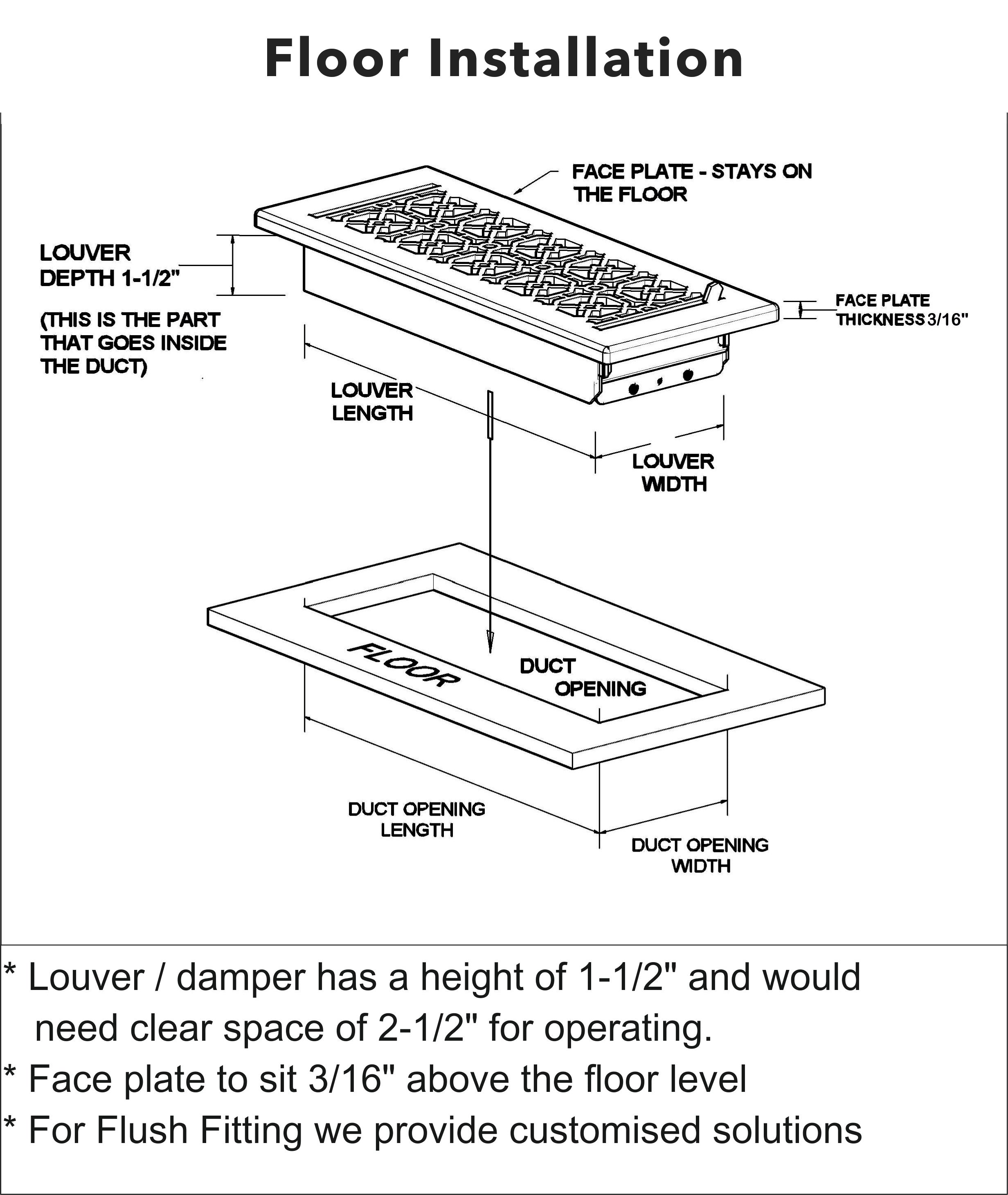 Achtek 14"x14" Solid Cast Aluminum Air Supply louvered Vent | Powder Coated