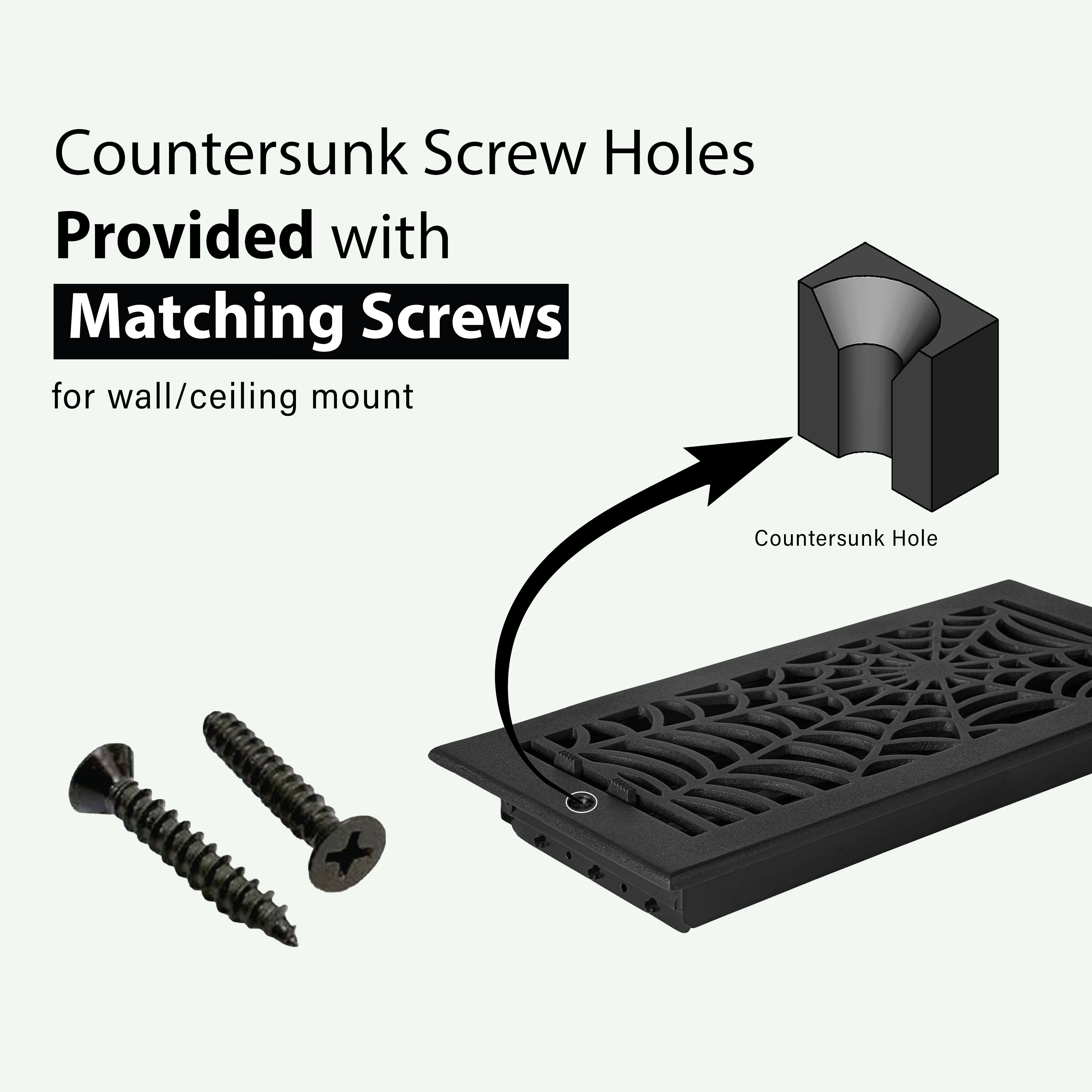 Spooky Gothic 6"x14" Solid Cast Aluminum louvered Air Supply | Powder Coated