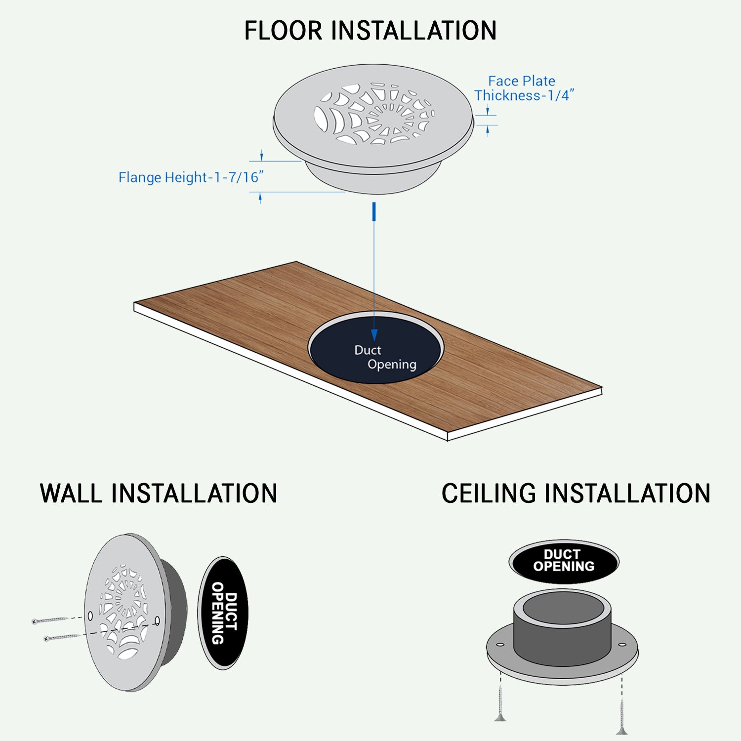 Grille ronde en aluminium moulé massif Spooky Gothic de 5 po | Revêtement en poudre