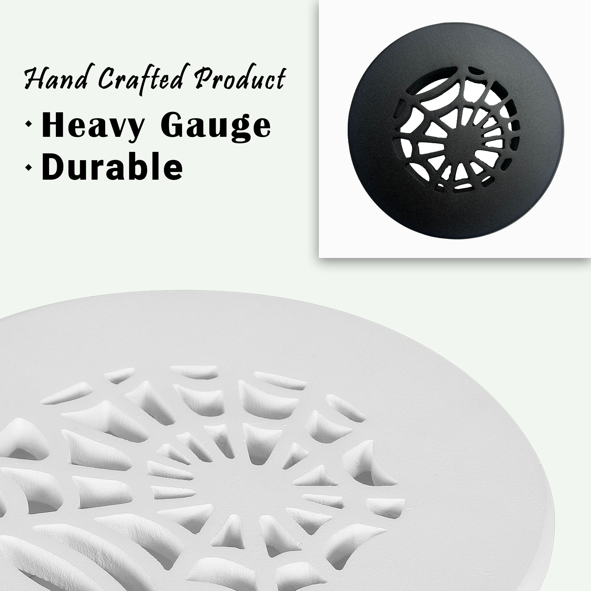 Grille ronde en aluminium moulé massif Spooky Gothic de 4 po | Revêtement en poudre