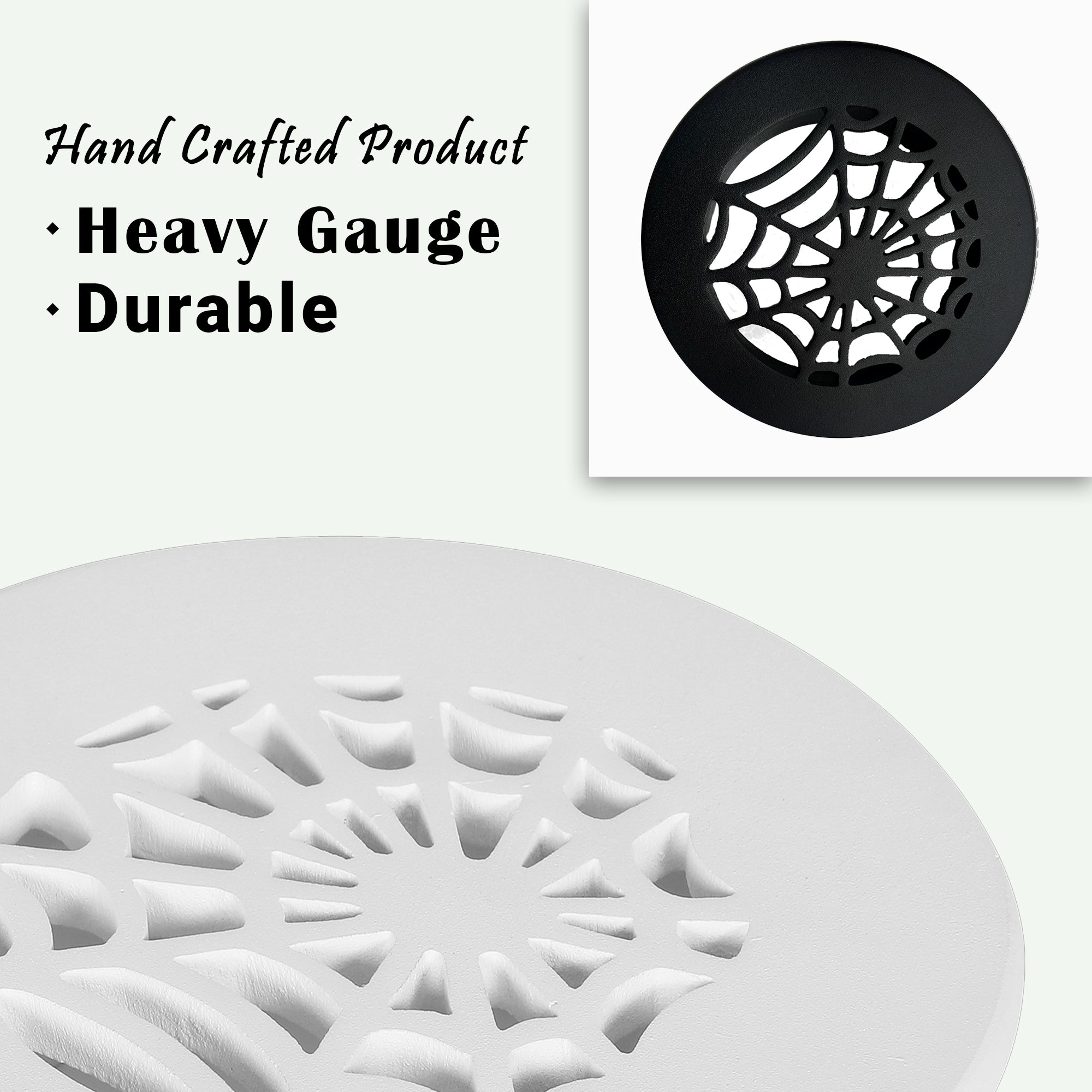 Grille ronde en aluminium moulé massif Spooky Gothic de 6 po | Revêtement en poudre