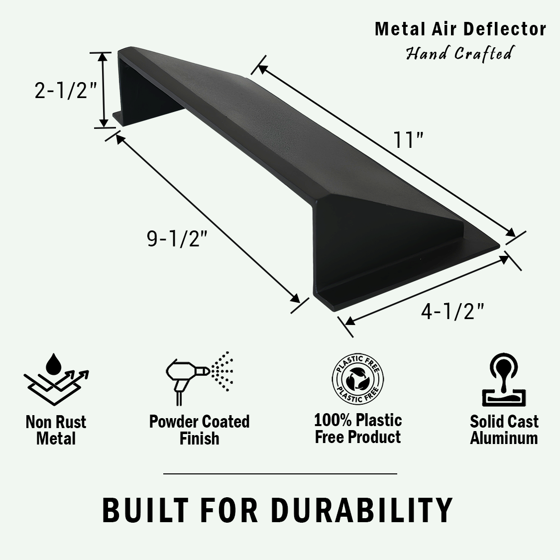 PACK of 6 Solid Metal Deflector 4"x10" Unbreakable Cast Aluminum | Air & Heat Diverter