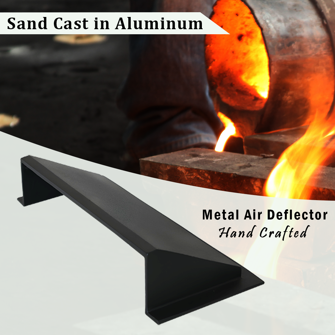 Solid Metal Deflector 4"x14" Unbreakable Cast Aluminum | Air & Heat Diverter