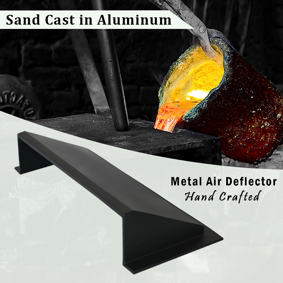 Solid Metal Deflector 6"x14" Unbreakable Cast Aluminum | Air & Heat Diverter