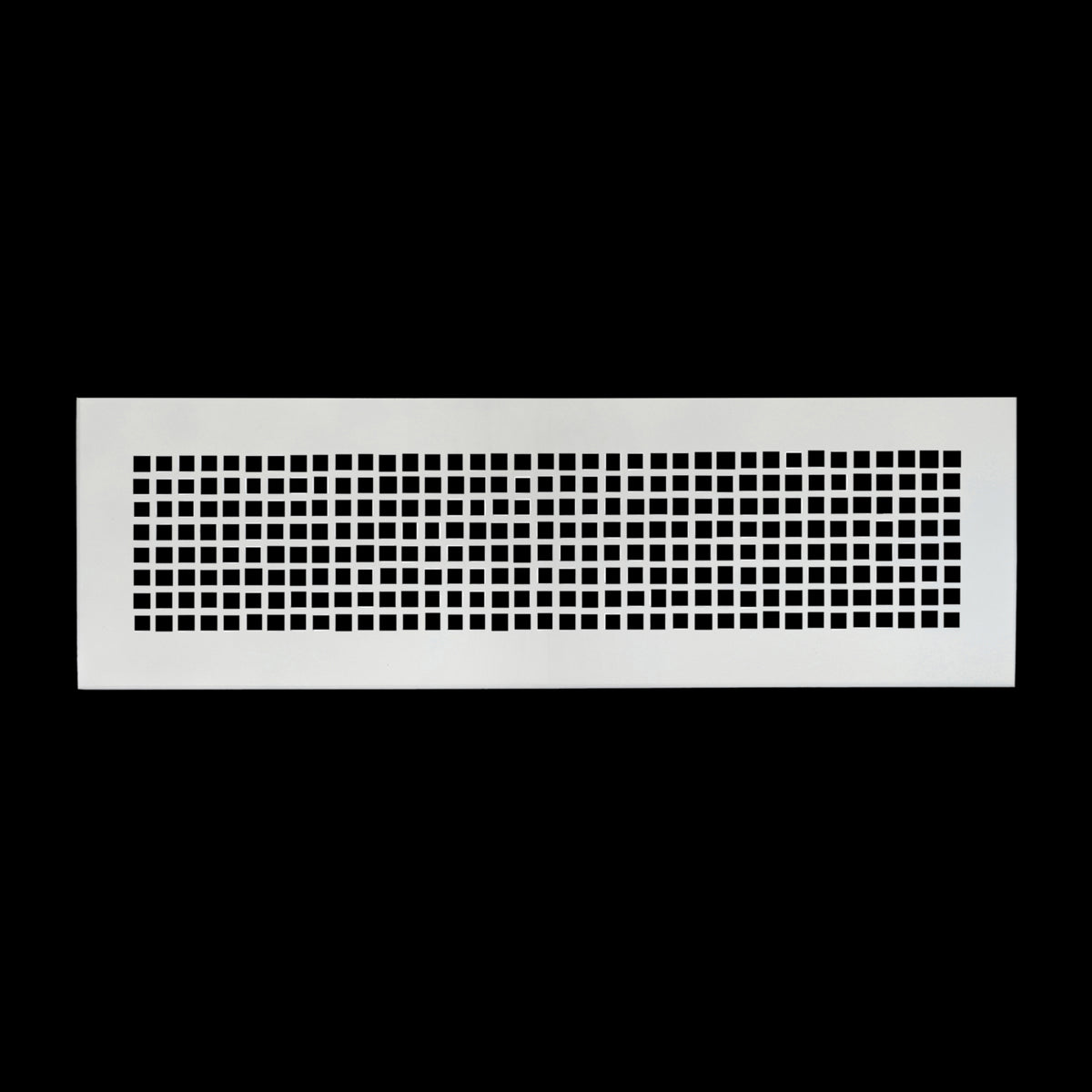 Mosaic 18x27 white air return vent for for floor mounting with tapered edge, geometric design, gravity drop installations
