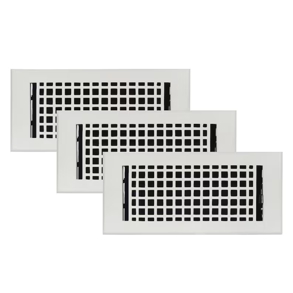 Mosaic 3 pack 4x10 handcrafted air supply vent white with geometric design, provided with louvered metal for floor mounting