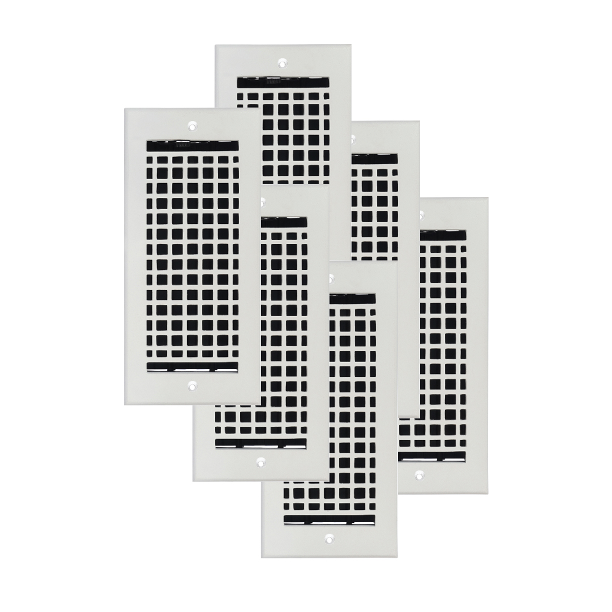 White Mosaic wall vent set pack of 6 4x10 supply vent with clean grid detailing and durable cast-metal construction