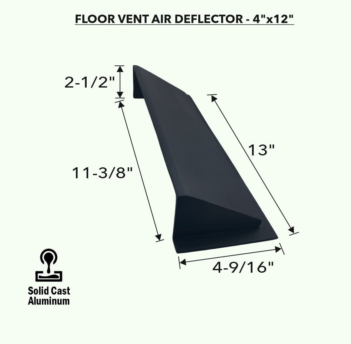 Déflecteur en métal massif 4"x12" en fonte d'aluminium incassable | Déflecteur d'air et de chaleur
