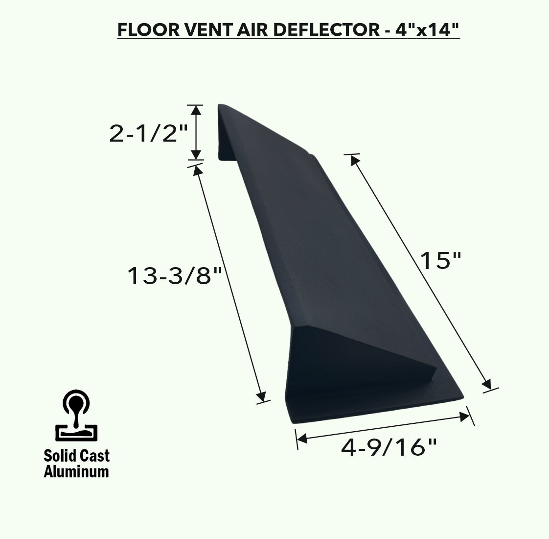 Déflecteur en métal massif 4"x14" en fonte d'aluminium incassable | Déflecteur d'air et de chaleur