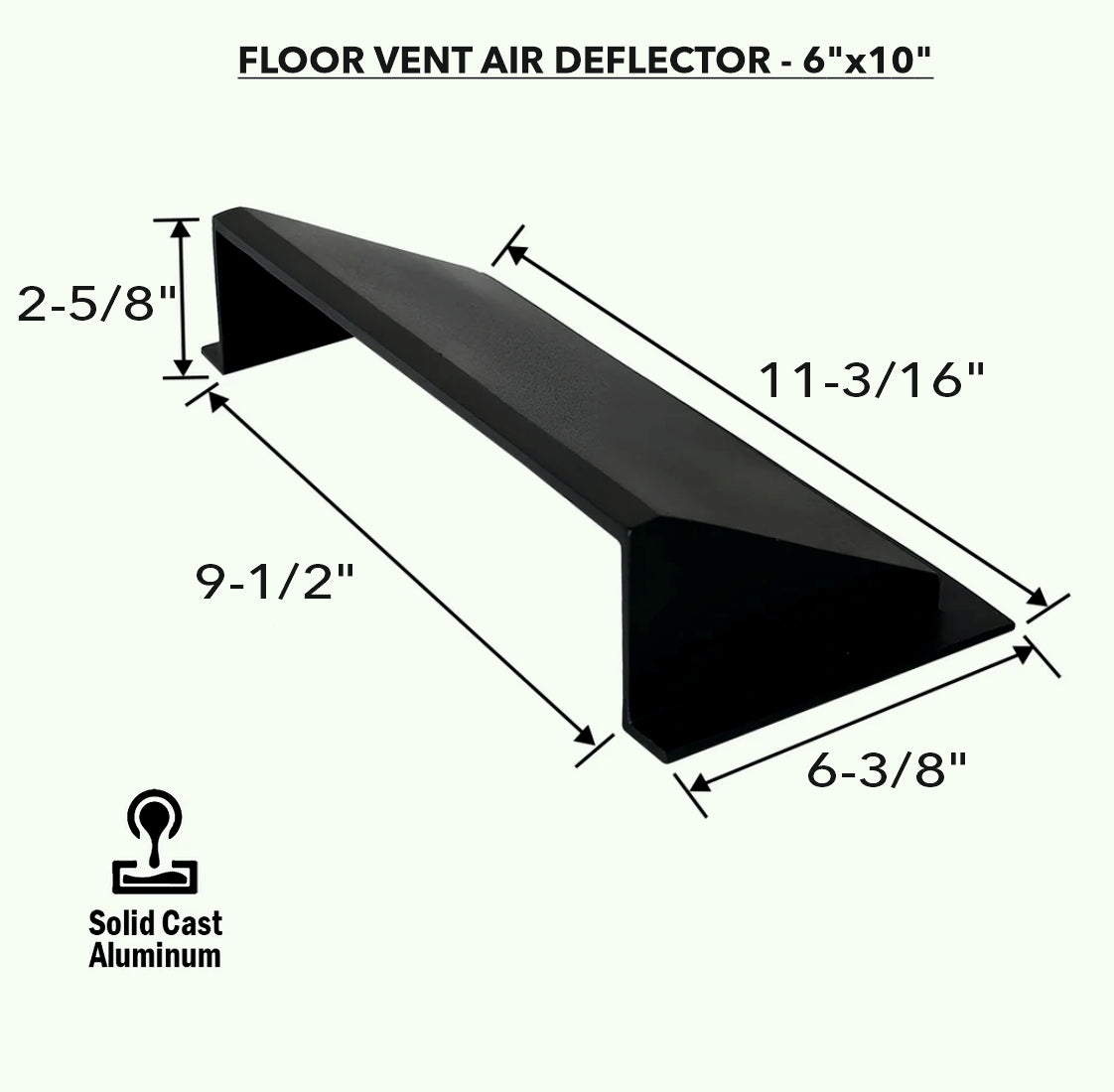 Déflecteur en métal massif 6"x10" en fonte d'aluminium incassable | Déflecteur d'air et de chaleur