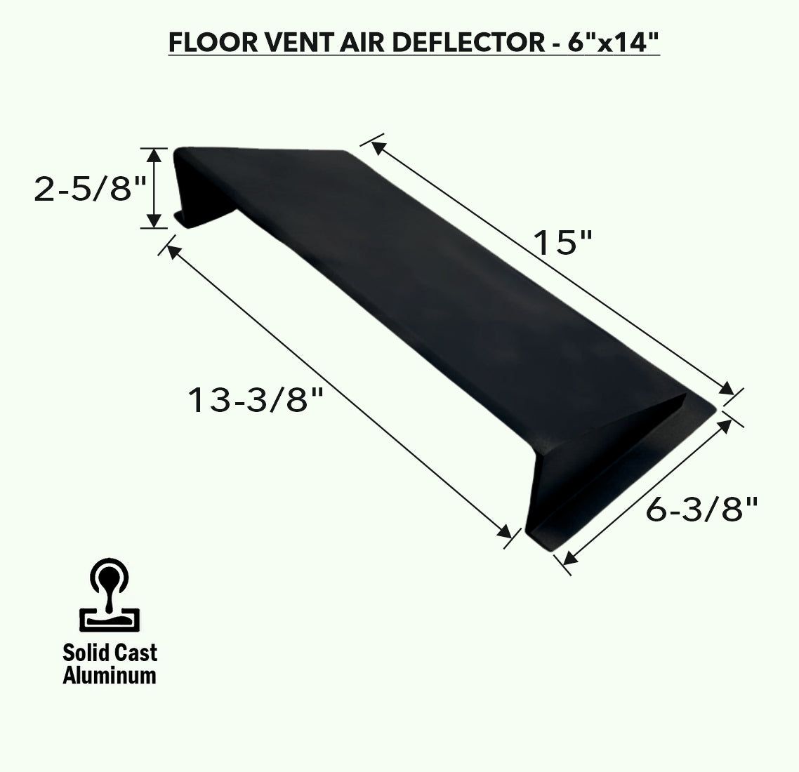 Déflecteur en métal massif 6"x14" en fonte d'aluminium incassable | Déflecteur d'air et de chaleur