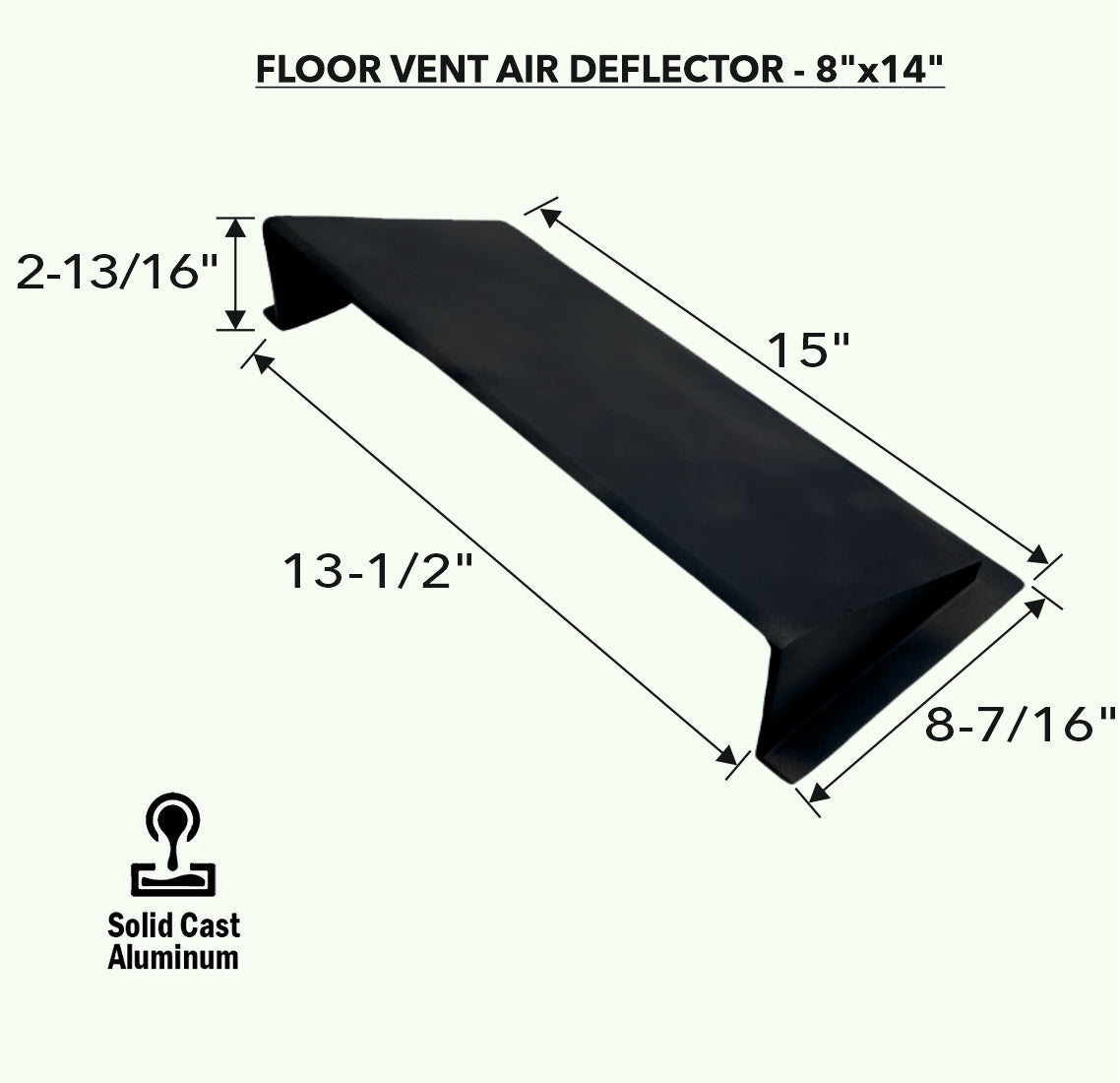 Déflecteur en métal massif 8"x14" en fonte d'aluminium incassable | Déflecteur d'air et de chaleur