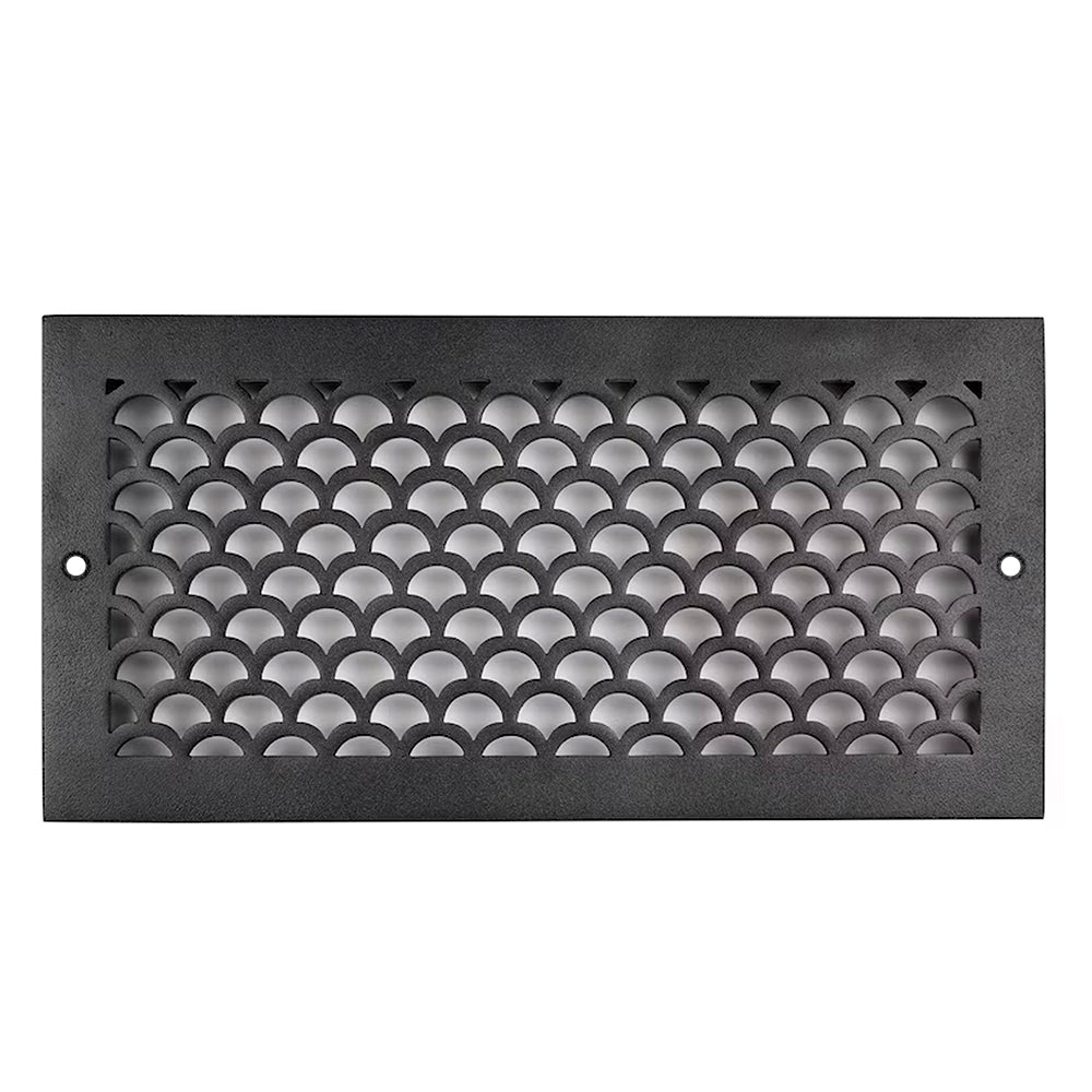 Scallop BASEBOARD 6"x10" Duct opening Solid Cast Aluminum Grill Vent Cover | Powder Coated