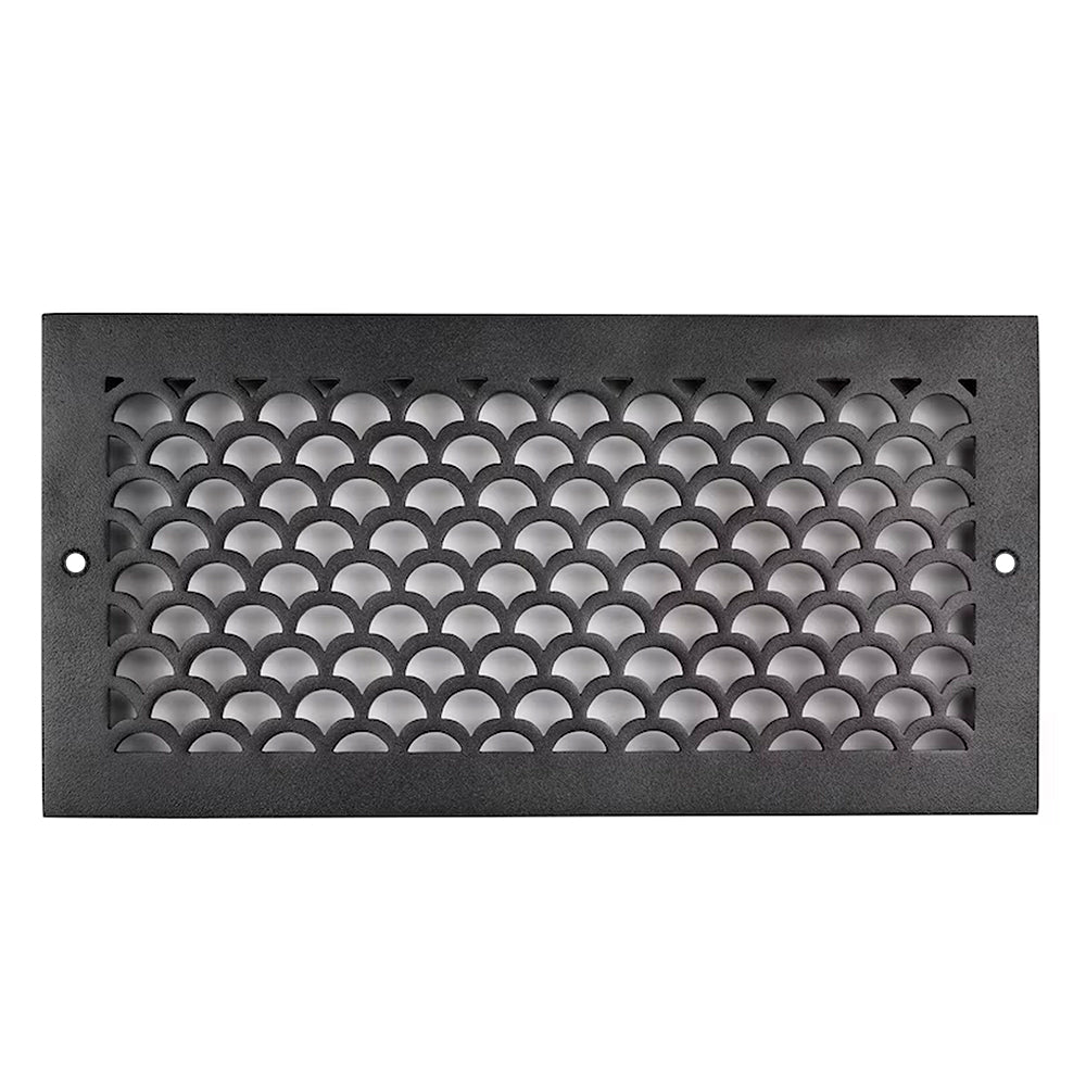 Scallop BASEBOARD 6"x12" Duct opening Solid Cast Aluminum Grill Vent Cover | Powder Coated