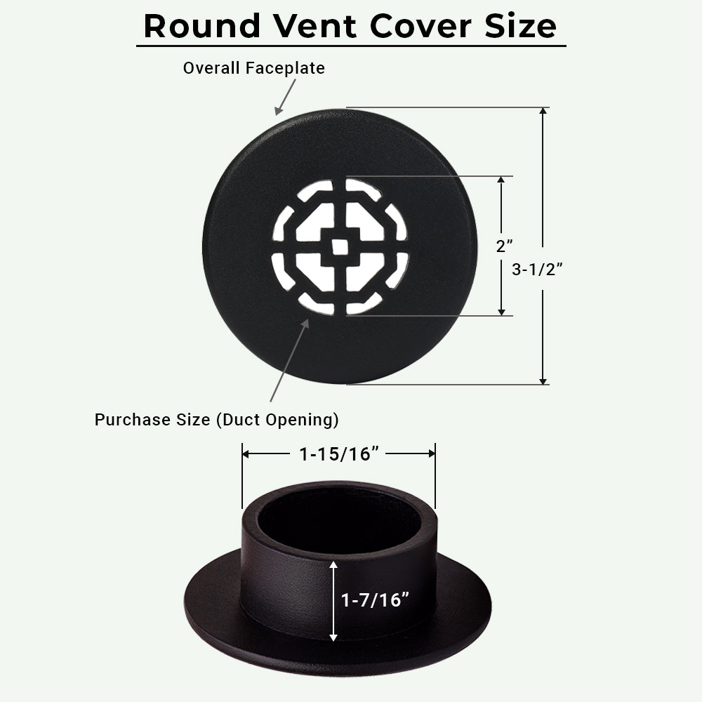 Achtek 2" Duct (3-1/2" Overall) Round Vent Cast Aluminum Handcrafted