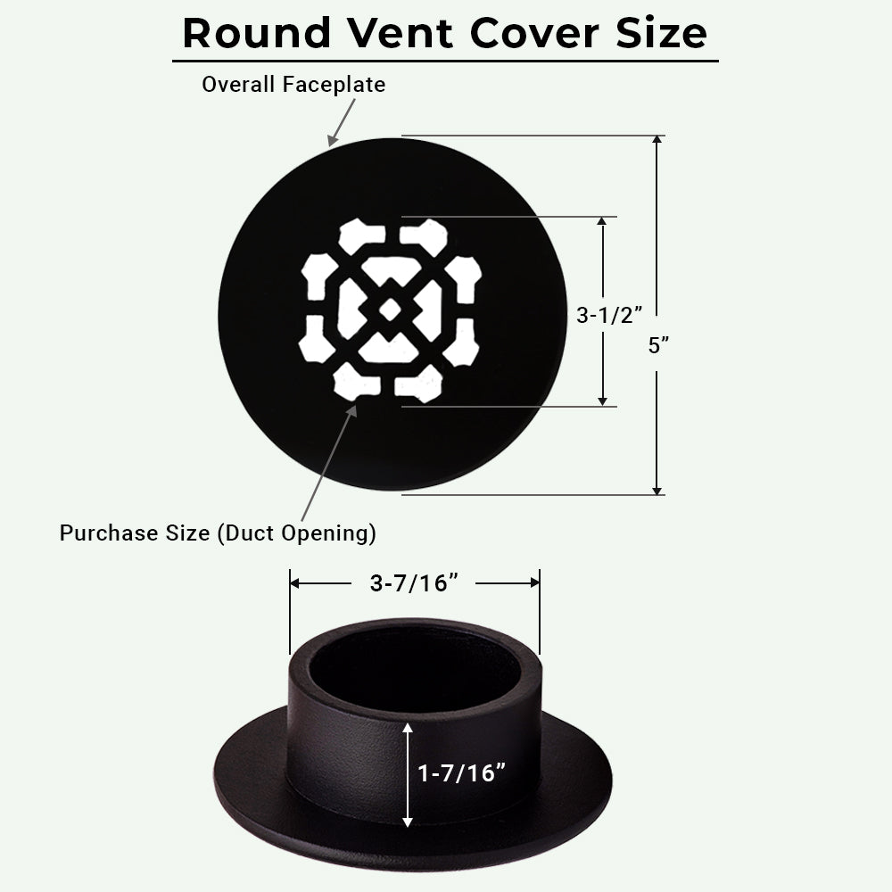 Achtek 3.5" Duct (5" Overall) Round Vent Cast Aluminum Handcrafted