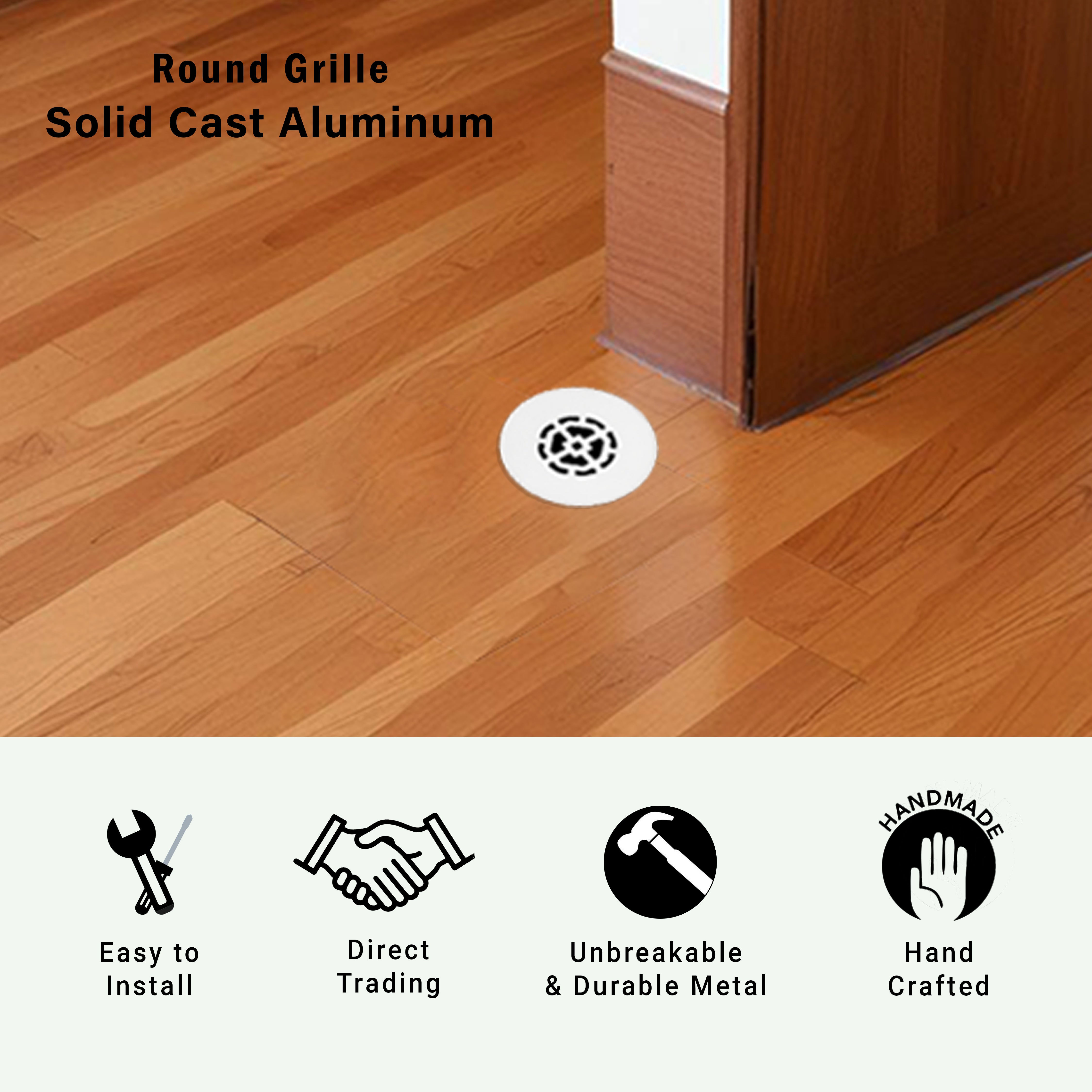 Achtek 3" Duct (4-1/2" Overall) Round Vent Cast Aluminum Handcrafted