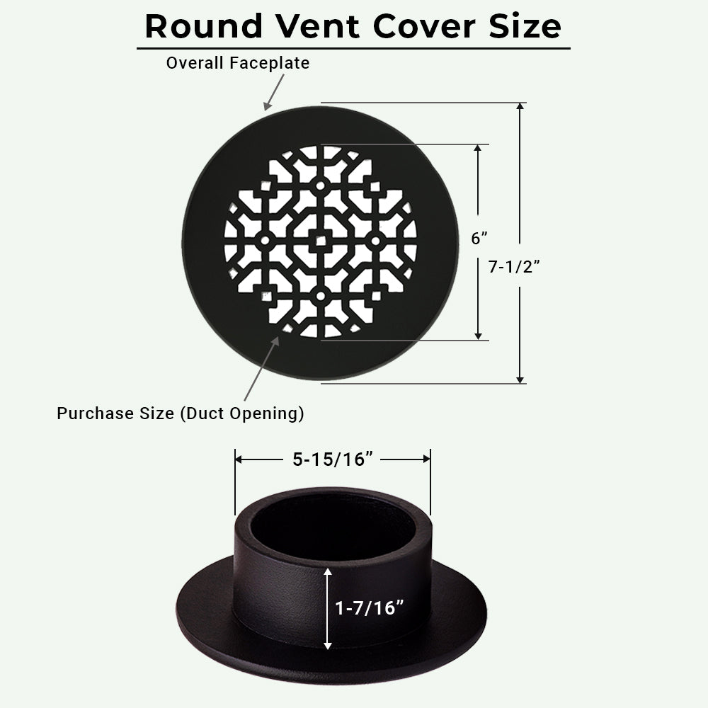 Grille ronde en aluminium moulé massif Achtek de 6 po | Revêtement en poudre