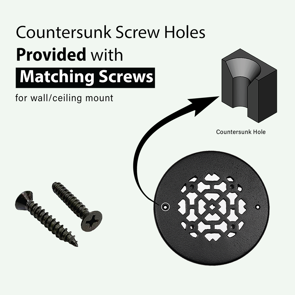 Achtek 3.5" Duct (5" Overall) Round Vent Cast Aluminum Handcrafted