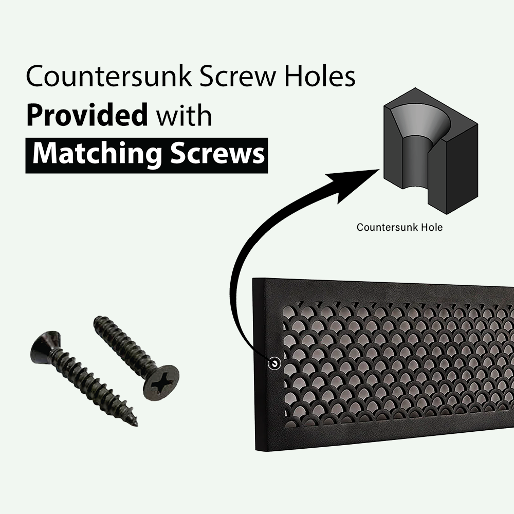 PLINTHE festonnée 8"x14" Ouverture de conduit Couvercle de ventilation en fonte d'aluminium massif | Revêtement en poudre