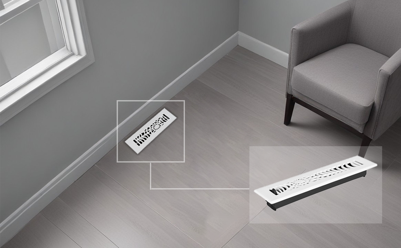 Spooky Gothic 2"x10" Solid Cast Aluminum louvered Air Supply | Powder Coated