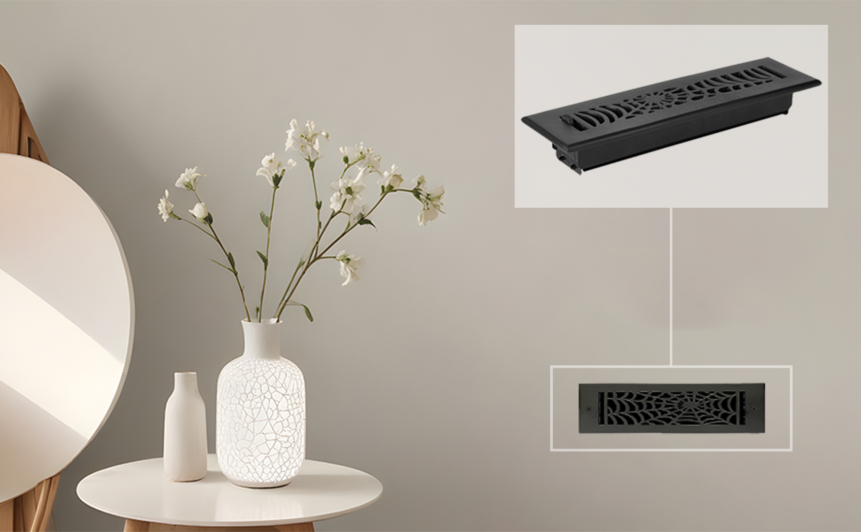 Spooky Gothic 2"x12" Solid Cast Aluminum louvered Air Supply | Powder Coated