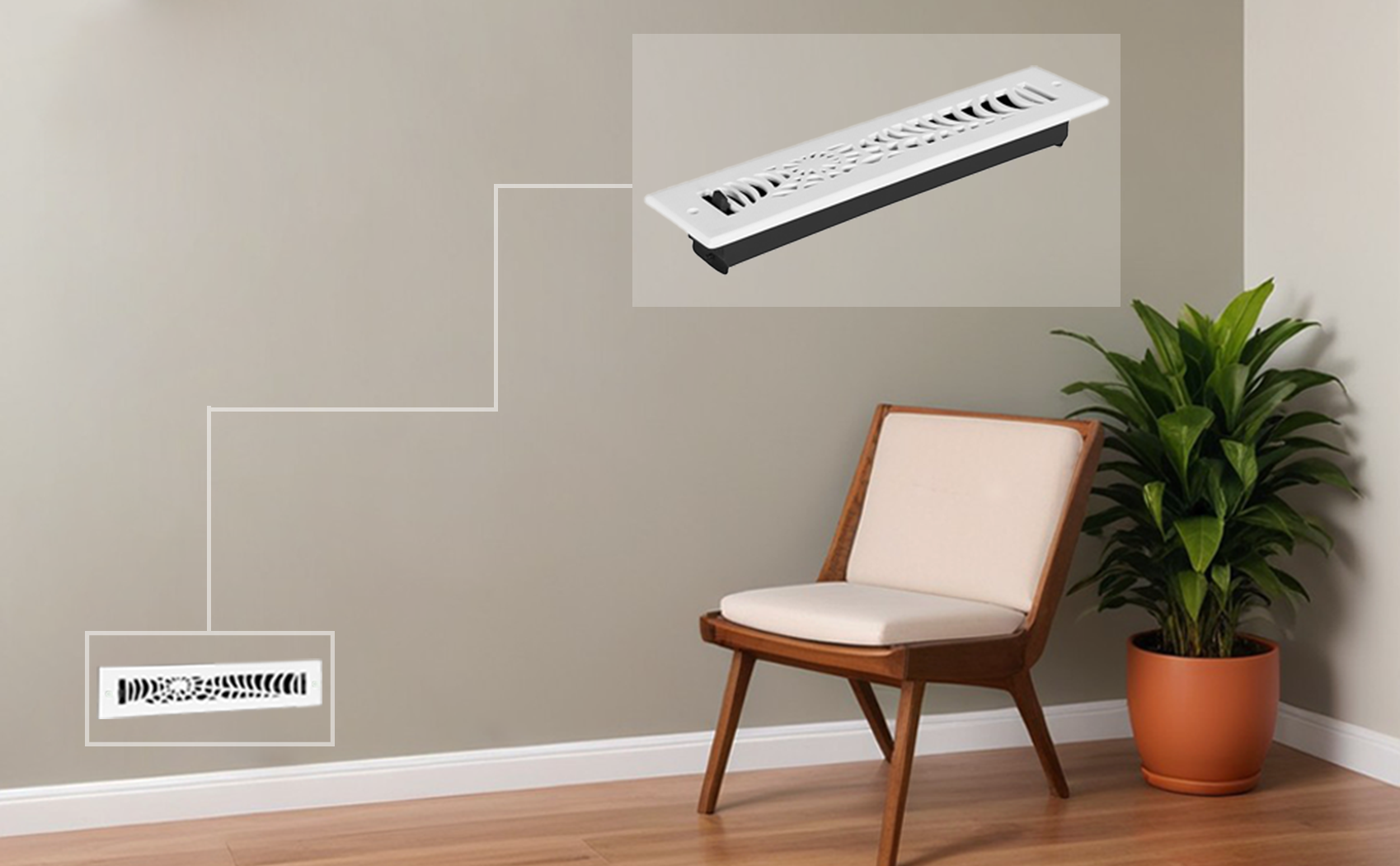 Spooky Gothic 2"x14" Solid Cast Aluminum louvered Air Supply | Powder Coated